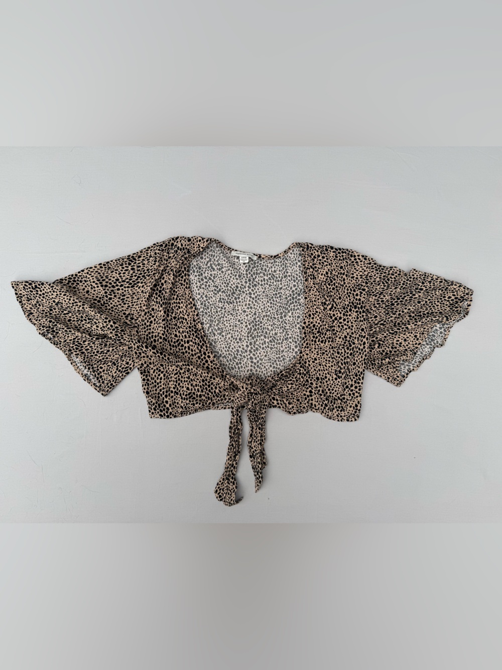 American Eagle Outfitters Leopard Print Crop Tie Top - Tan & Black